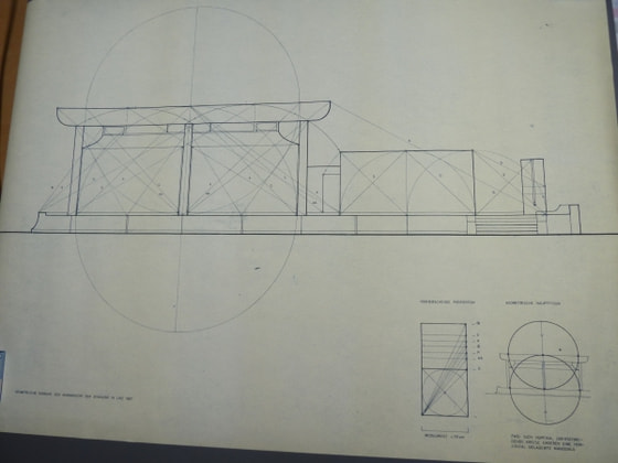 Plan der Linzer Synagoge in der Bethlehemstraße aus dem Jahr 1967 von Friedrich Goffitzer