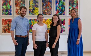 V. l.: Lukas Plöbst, Gesamtleitung Kaleidio; Barbara Grüner, Vorsitzende der Katholischen Jungschar Österreichs; Jana Hofer, Öffentlichkeitsarbeit Kaleidio; Mayella Gabmann, Öffentlichkeitsarbeit Kaleidio