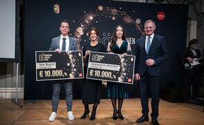 V. l.: Heinz Wegerer, Catherine Spöck (Caritas OÖ), Oksana Kuzo (Point of Ukraine), Landeshauptmann Thomas Stelzer. 