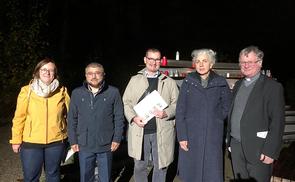 Michaela Wagner, Leiterin KBW-Treffpunkt Bildung,; Murat Baser, islamische Glaubensgemeinschaft; Stefan Schlager, Leiter Referat Weltreligionen in der Diözese Linz; Lore Beck, i.V. von Superintendent Gerold Lehner; Bischof Manfred Scheuer