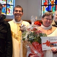 V. l.: Michael Radinger, Pfarrer Reinhard Bell, Elisabeth Strigl, Alfred Alberer.