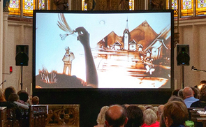 Sandbilder von Irina Titova präsentiert in der Stadtpfarrkirche Steyr am 4. Mai 2018