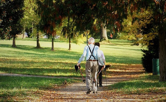 älteres Paar beim Walken
