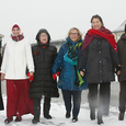 v.l.: Schwester Beatrix Mayrhofer/katholische Christin, Amani Abuzahra/Muslimin, Susanne Scholl/Jüdin, Melitta Toth/katholische Christin, Barbara Heyse-Schaefer/evangelische Christin, Geetha Nayak/Hindu