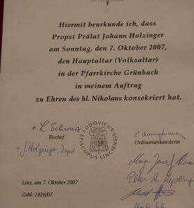 Fest der Altarweihe